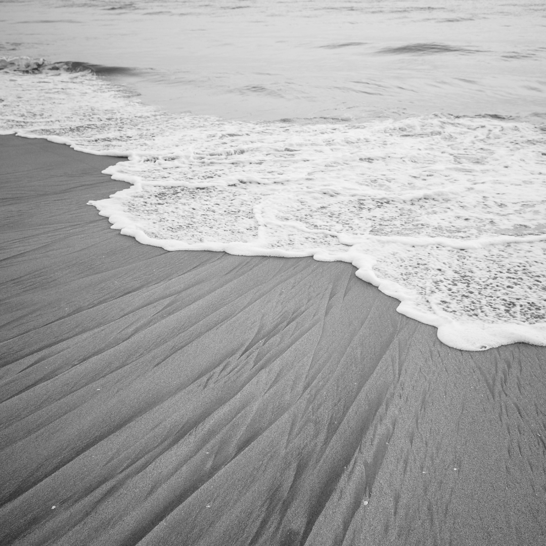 Ocean and beach black and white